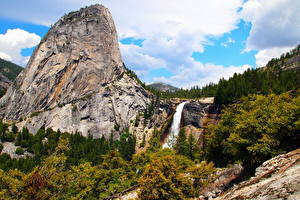 Papel de Parede Desktop Parque Montanhas Cascata Estados Unidos Yosemite Califórnia Nevada Naturaleza