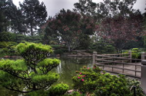 Bureaubladachtergronden Tuinen Vijver Earl Burns Miller Japanese California USA Natuur