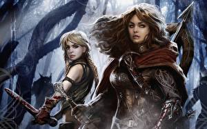 Hintergrundbilder Krieger Rüstung Schwert Fantasy Mädchens