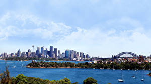 Bakgrundsbilder på skrivbordet Australien Himmel Molnen Sydney Städer