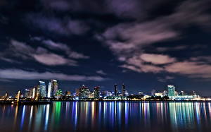 Bakgrundsbilder på skrivbordet USA På natten Molnen San Diego Kalifornien Städer