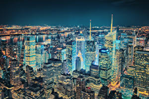 Tapety na pulpit Stany zjednoczone Nowy Jork W nocy Miasta