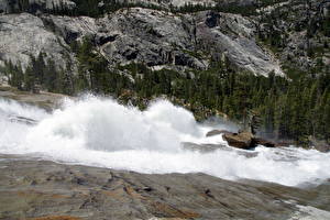 Bakgrundsbilder på skrivbordet Park Ett vattenfall Flod Amerika Yosemite Kalifornien LeConte Tuolumne Natur