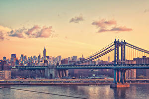 Фотография США Мост Нью-Йорк Города