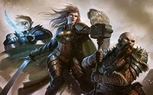 Wallpapers Warriors Armor Swords Fantasy Girls