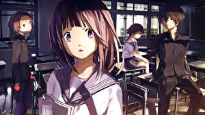 Bakgrundsbilder på skrivbordet Hyouka Kille Anime Unga_kvinnor