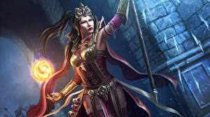 Bakgrundsbilder på skrivbordet Diablo Diablo III dataspel Fantasy Unga_kvinnor