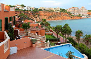 Bureaubladachtergronden Kuuroord Spanje Majorca Zwembad  een stad