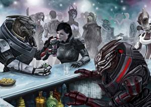 Desktop hintergrundbilder Mass Effect Mass Effect 3 computerspiel Fantasy Mädchens