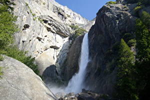 桌面壁纸，，公园，瀑布，美国，優勝美地國家公園，加利福尼亚州，Lower，大自然