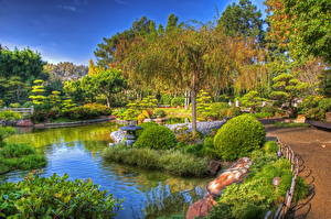 Обои Сады Пруд Earl Burns Miller Japanese California Природа