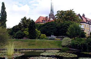 Bureaubladachtergronden Tuin Vijver Wrocław Polen Natuur