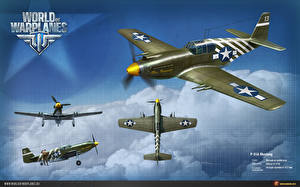デスクトップの壁紙、、World of Warplanes、P51a Mustang、、航空