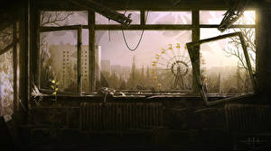Bakgrundsbilder på skrivbordet STALKER Tjernobyl Datorspel