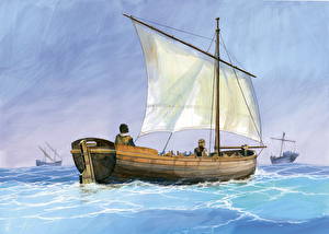 Фото Корабли Рисованные Средневековая шлюпка
