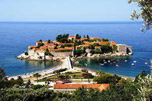 Bureaubladachtergronden Kuuroord Montenegro Sveti Stefan een stad
