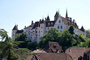 Картинка Замки Швейцария Castle Neuchаtel город