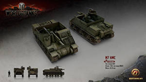 Bakgrundsbilder på skrivbordet World of Tanks Självgående artilleri M7 HMC Priest Datorspel