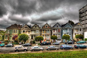 Bureaubladachtergronden Amerika San Francisco Californië Victorian houses een stad