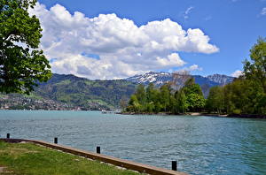 Bakgrundsbilder på skrivbordet Insjö Schweiz Himmel Thun  Natur