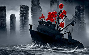 Papel de Parede Desktop Heróis de quadrinhos Romantically Apocalyptic Navios Fantasia