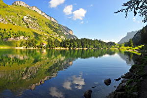 Фото Озеро Швейцария Небо  Швенде Природа