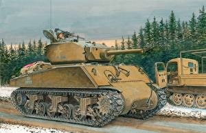 Bakgrundsbilder på skrivbordet Stridsvagnar M4 Sherman M4A3E2 Sherman