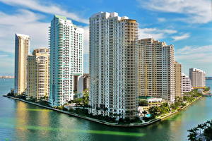 Papel de Parede Desktop EUA Miami Brickell Key Cidades