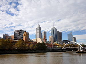 Bakgrundsbilder på skrivbordet Australien Himmel Broar Melbourne Städer