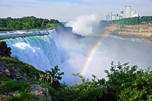 Hintergrundbilder Wasserfall Regenbogen  Natur