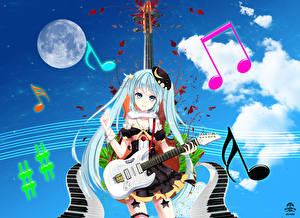 Sfondi desktop Vocaloid Chitarra Anime Ragazze