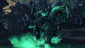 Bakgrundsbilder på skrivbordet Darksiders Darksiders II Odöda Häst Krigare dataspel Fantasy