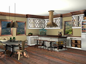 Sfondi desktop Interno Cucina Disegno Grafica 3D