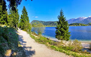 Tapety na pulpit Jezioro Słowenia Niebo  Bohinj  Natura