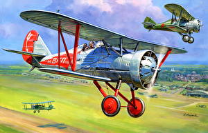 Picture Airplane Painting Art Retro  Aviation