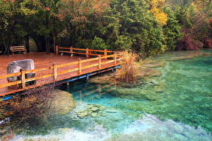 Фото Парк Китай Цзючжайгоу парк Valley Sparking Lake Природа