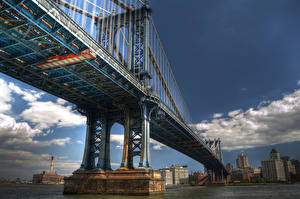 Фотография Мост Штаты Нью-Йорк brooklyn bridge Города