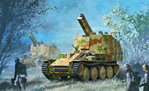デスクトップの壁紙、、描かれた壁紙、自走砲、Sd.Kfz. 138 Ausf. M、陸軍