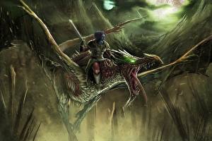 Hintergrundbilder Krieger Drachen Fantasy