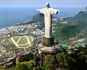 Фото Памятники Бразилия Рио-де-Жанейро Статуя христа-искупителя Города