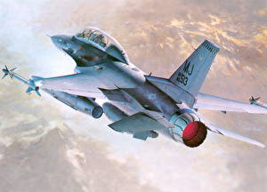 Fonds d'écran Avions Dessiné F-16 Fighting Falcon F-16D Aviation