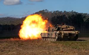 Bakgrunnsbilder Stridsvogner M1 Abrams Skudd Amerikanske Militærvesen