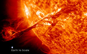 Bakgrundsbilder på skrivbordet Planeter Stjärnor Solen earth to scale Rymden