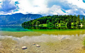 Картинка Озеро Словения Облачно Bohinj Природа
