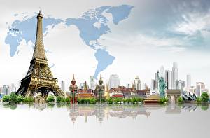 Обои Франция Эйфелева башня Париже Эйфелева башня Города