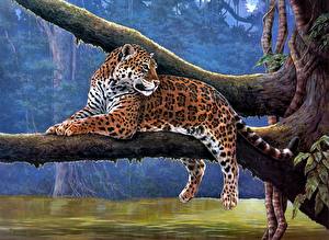 Sfondi desktop Pantherinae Dipinti Animali