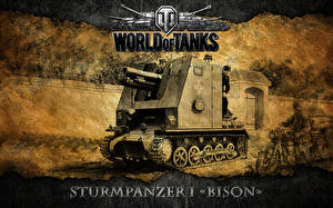 Bakgrundsbilder på skrivbordet World of Tanks Självgående artilleri Sturmpanzer I Bison dataspel