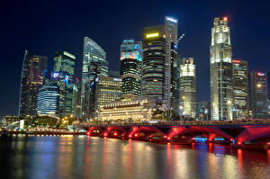 桌面壁纸，，新加坡，晚上，城市