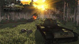 Papel de Parede Desktop World of Tanks Tanque Raios de luz Jogos