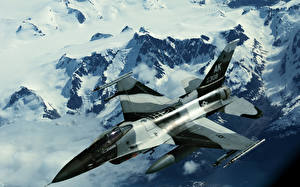 Bureaubladachtergronden Vliegtuig Jachtvliegtuig F-16 Fighting Falcon Luchtvaart